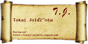Tokai Jolánta névjegykártya